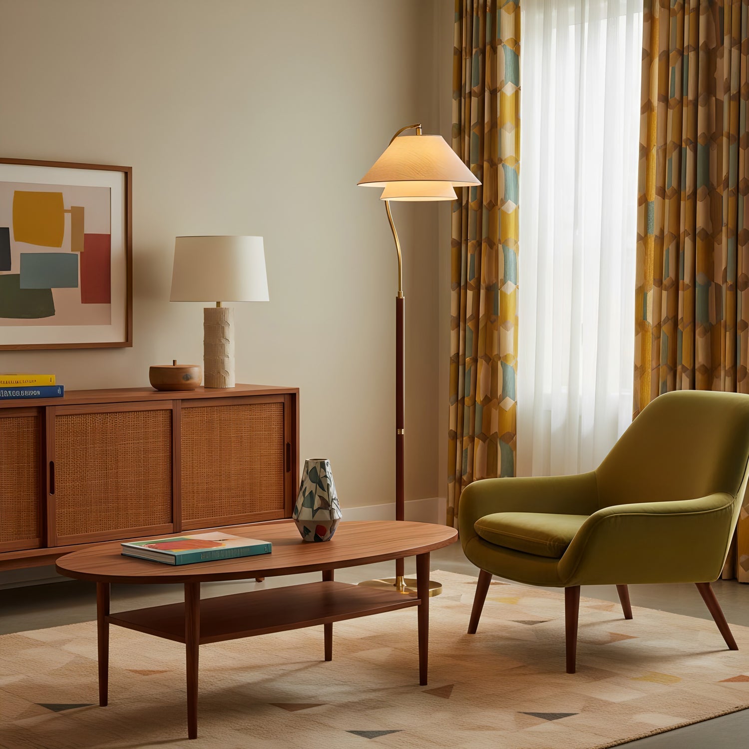 Sculptural Arc Floor Lamp with Layered Shades for Soft Ambient Lighting 7