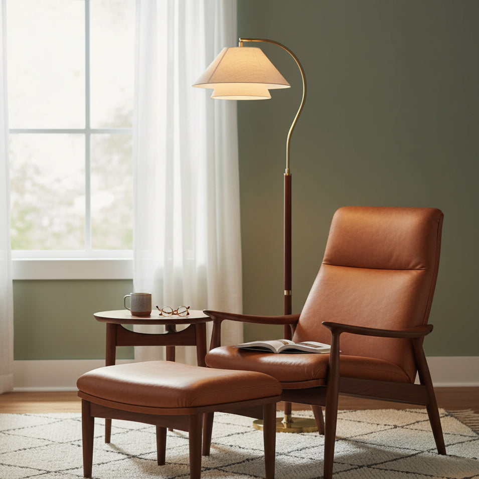 Sculptural Arc Floor Lamp with Layered Shades for Soft Ambient Lighting 8
