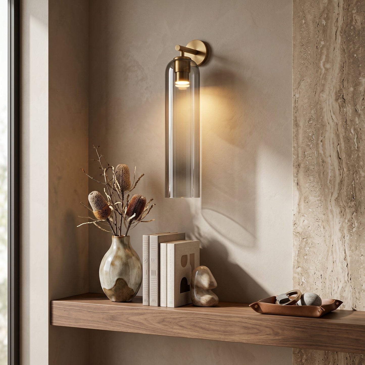 Sculptural Glass Wall Sconce | Cylindrical Design with Soft Diffused Glow for Elegant Lighting 1