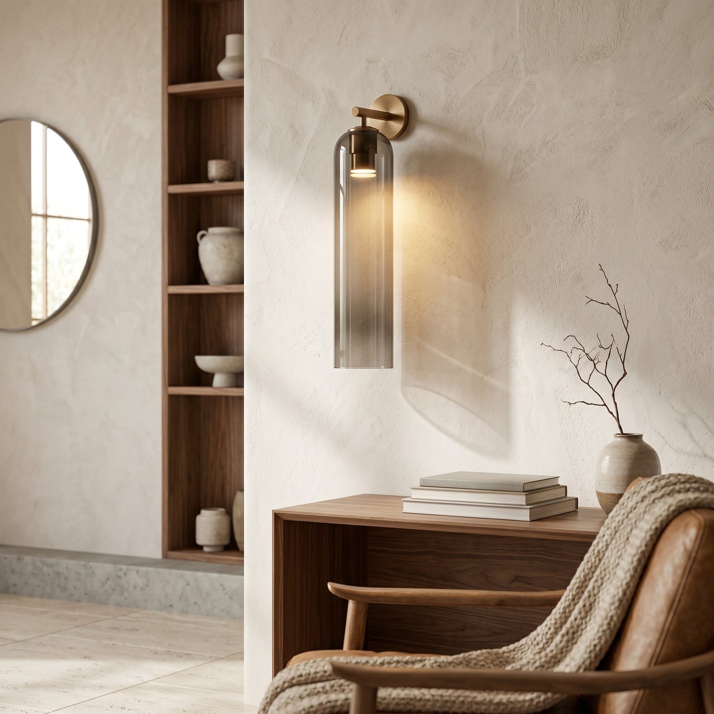 Sculptural Glass Wall Sconce | Cylindrical Design with Soft Diffused Glow for Elegant Lighting 2