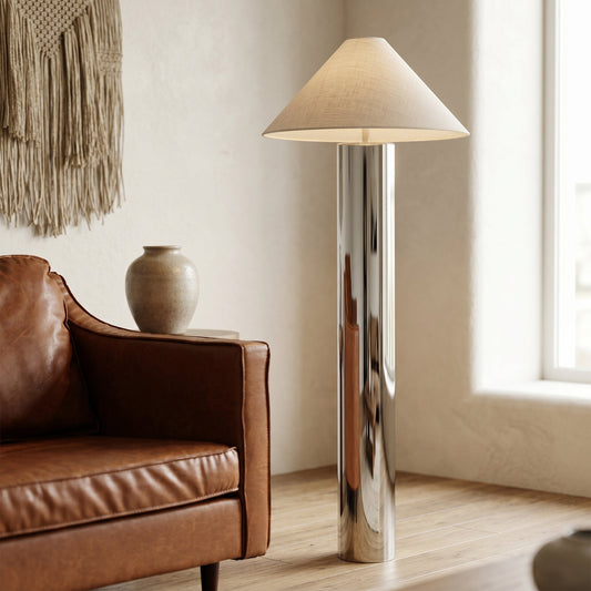 Sculptural Stainless Steel Floor Lamp | Minimal Design for Elegant Living Room Lighting 0