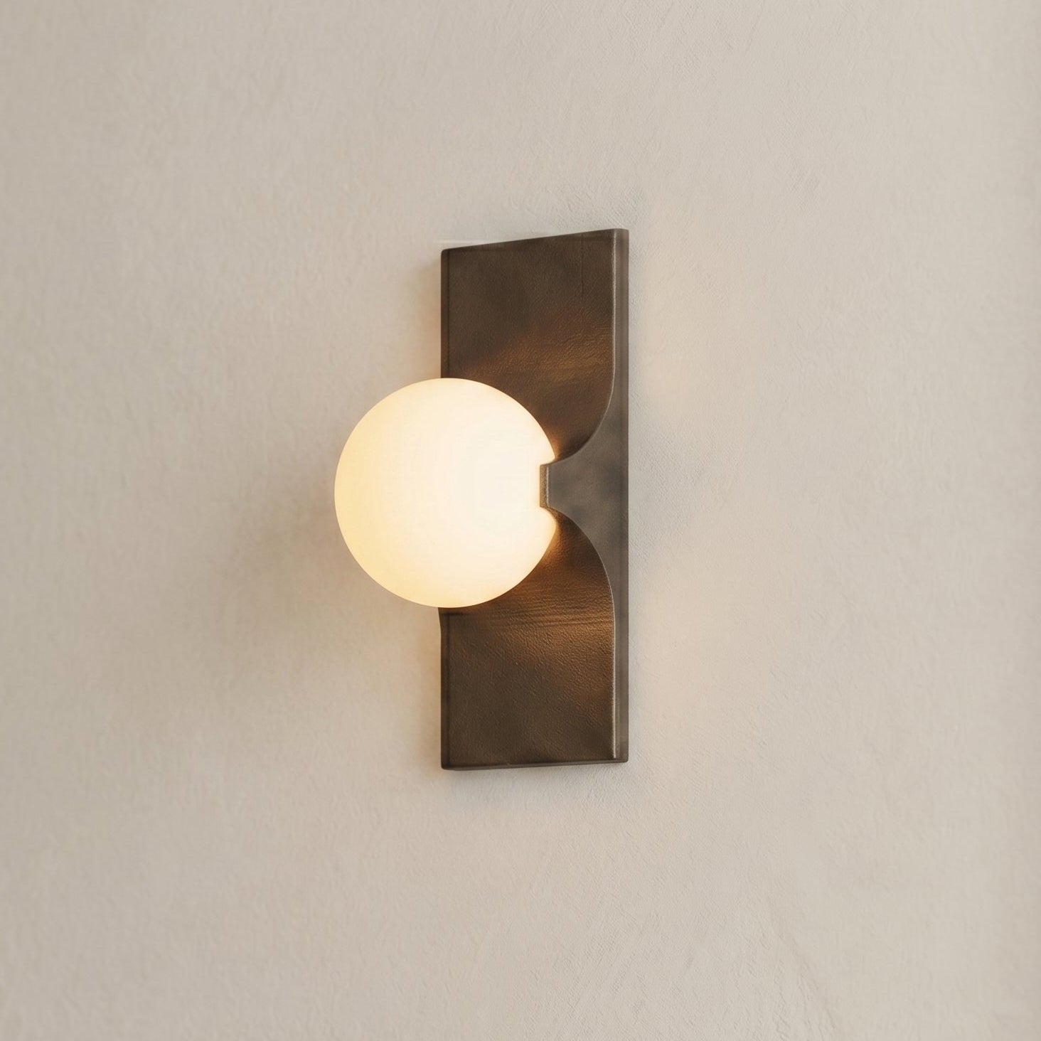 Sculptural Wall Sconce | Solid Brass & Glass Globe Light with Curved Arm Design | Elegant Illumination for Any Space 0
