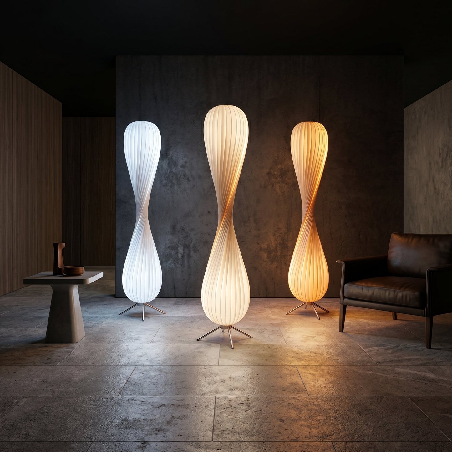 Sculptural Wooden Table Lamp with Twisted Design | Soft Ambient Glow for Cozy Spaces 0