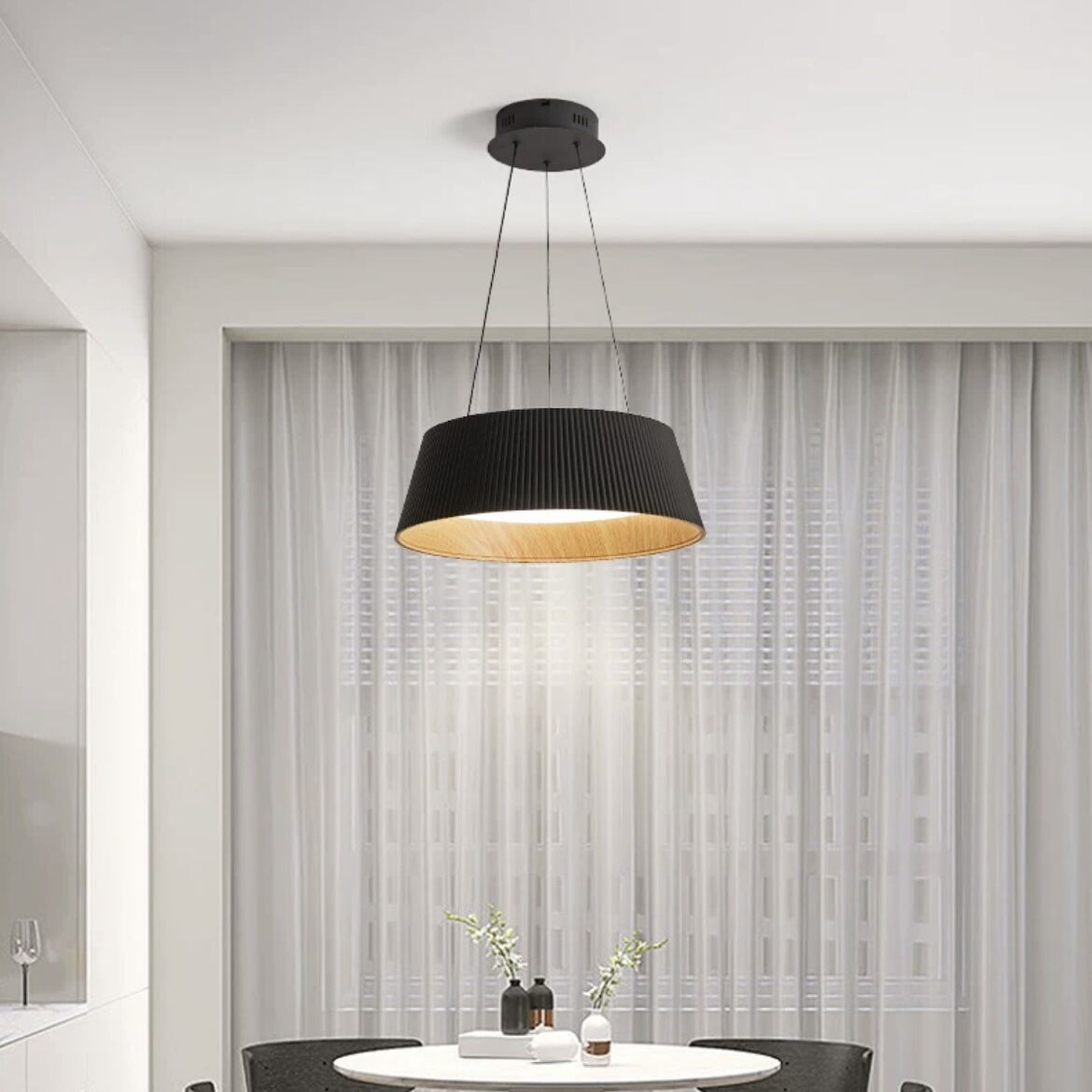Silva Collection | Black Pendant Light with Dimmable Feature | Modern Ceiling Fixture for Elegant Kitchen Lighting 3