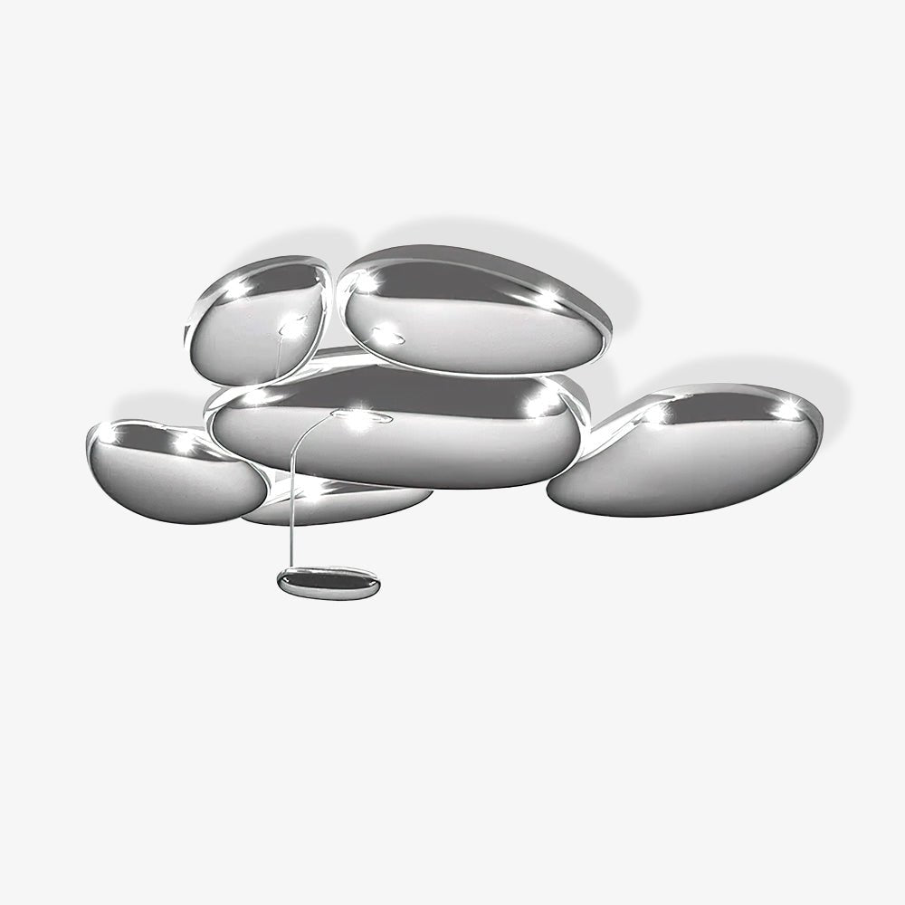 Skydro Organic Pebble Ceiling Light, Smoke Gray Chrome, 5 or 6 Heads | Dia108/143cm | Integrated LED, IP20