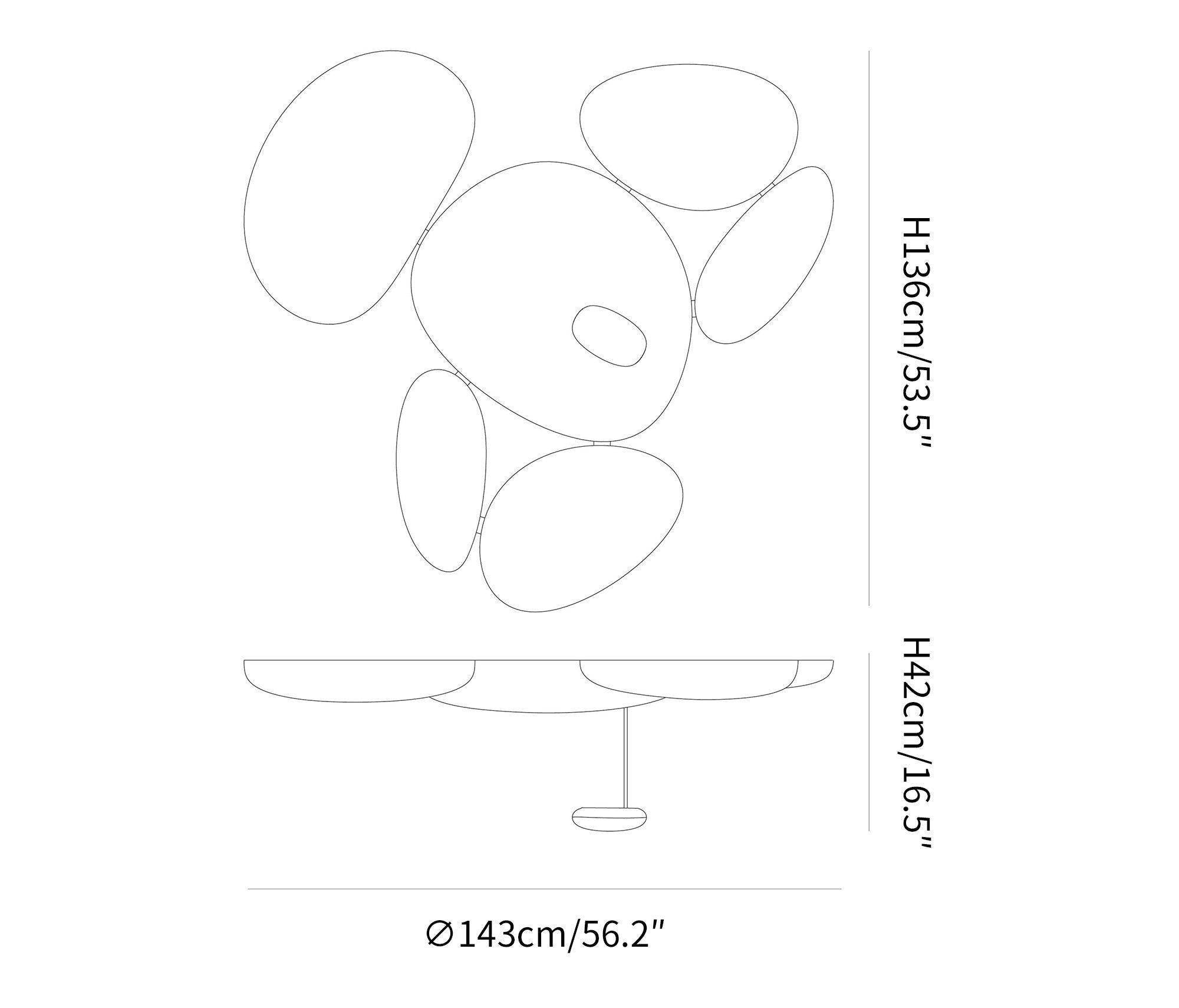 Skydro Organic Pebble Ceiling Light, Smoke Gray Chrome, 5 or 6 Heads | Dia108/143cm | Integrated LED, IP20