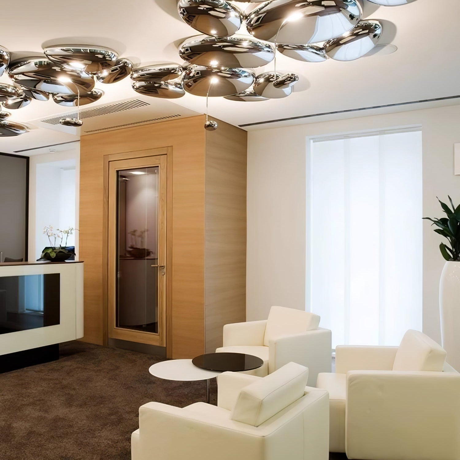 Skydro Organic Pebble Ceiling Light, Smoke Gray Chrome, 5 or 6 Heads | Dia108/143cm | Integrated LED, IP20
