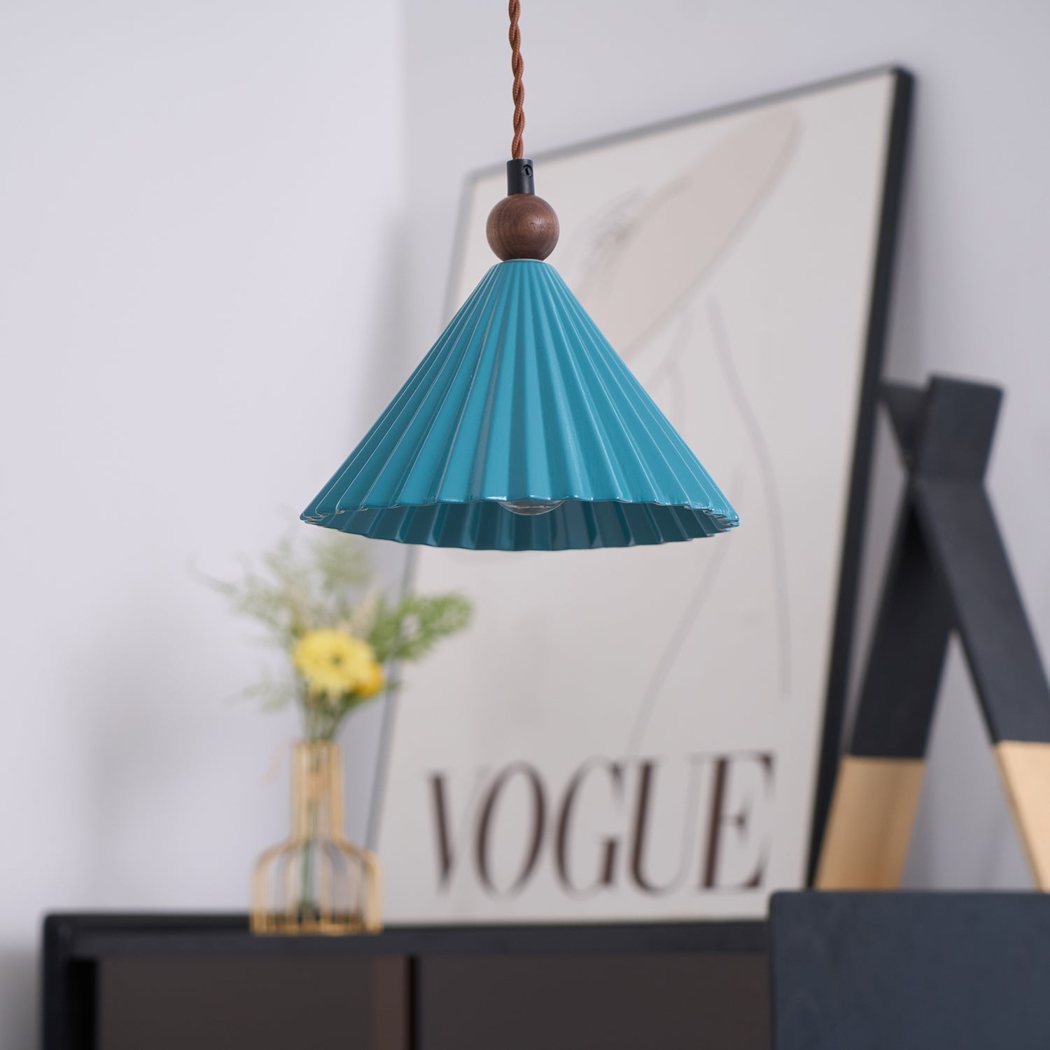 Skyler Collection | Pendant Light with Pleated Ceramic Shade | Retro-Modern Design for Stylish Interiors 0