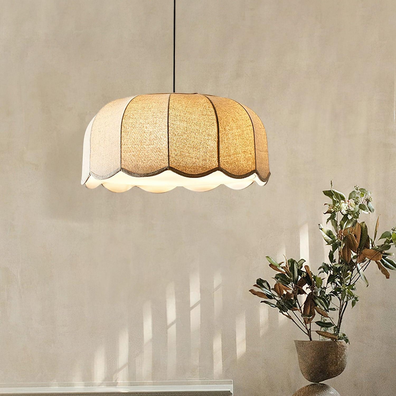 Sora | Pendant Light with Natural Fabric Design & Adjustable Height | Elegant Kitchen Pendant Lighting for Serene Spaces 0