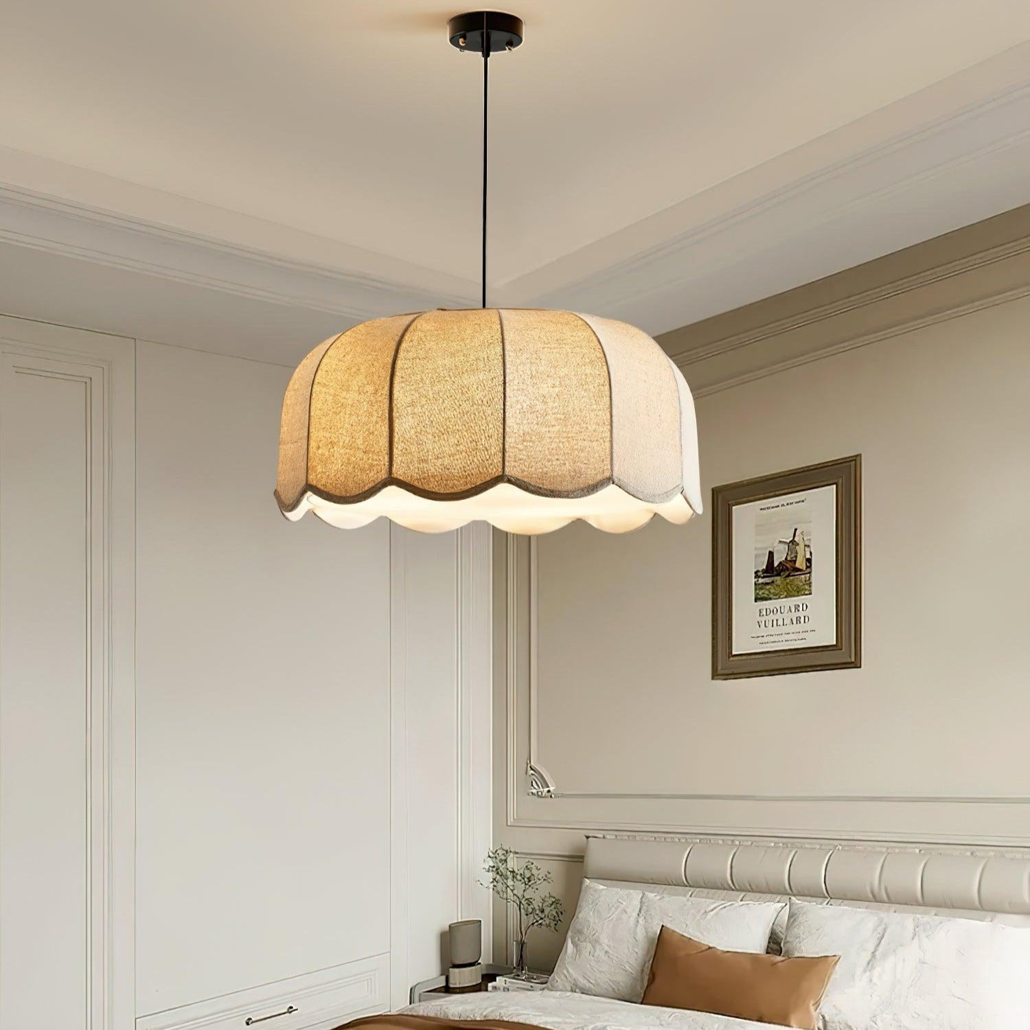 Sora Banana Leaf Fabric Pendant Light | Beige | D45/55/60cm