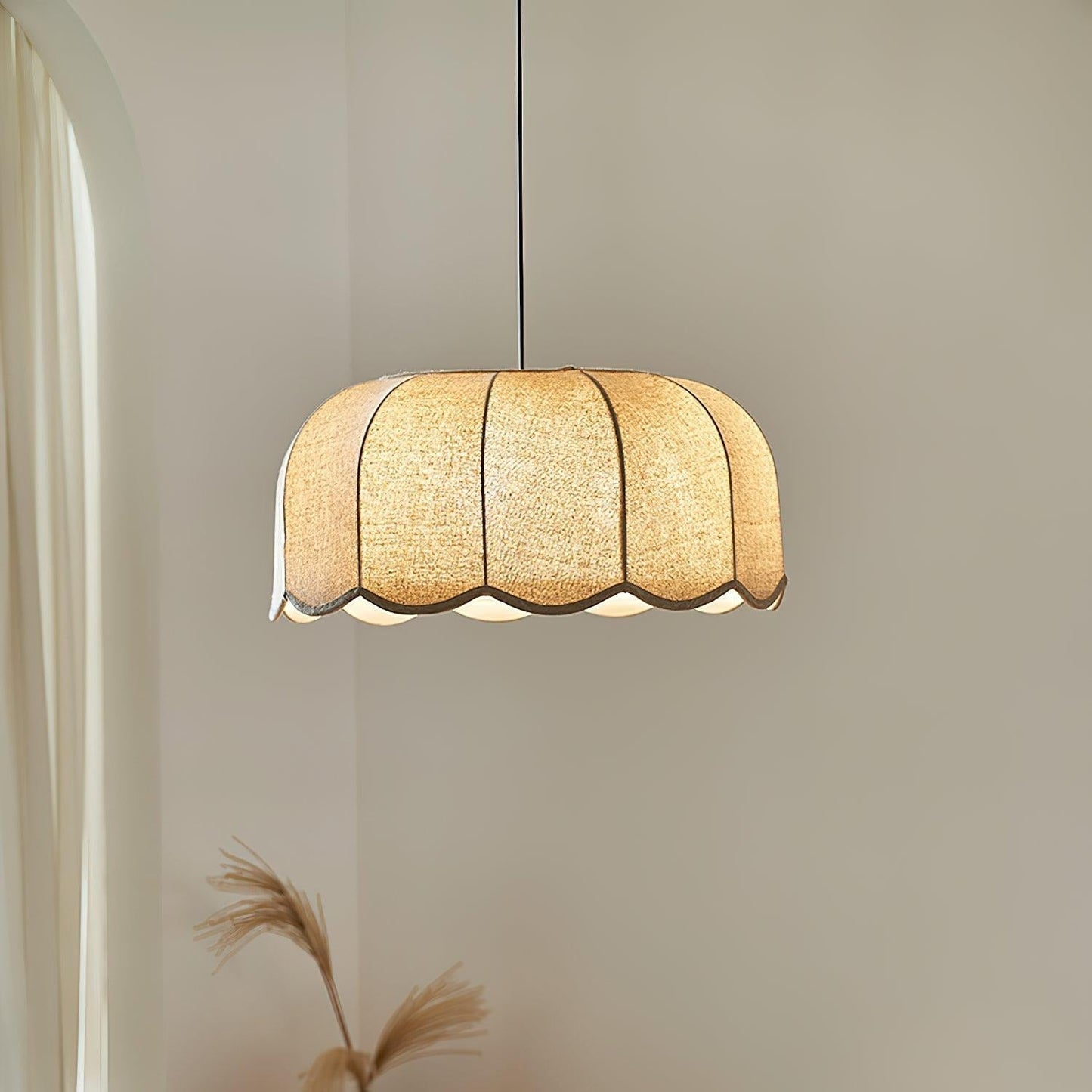 Sora | Pendant Light with Natural Fabric Design & Adjustable Height | Elegant Kitchen Pendant Lighting for Serene Spaces 3