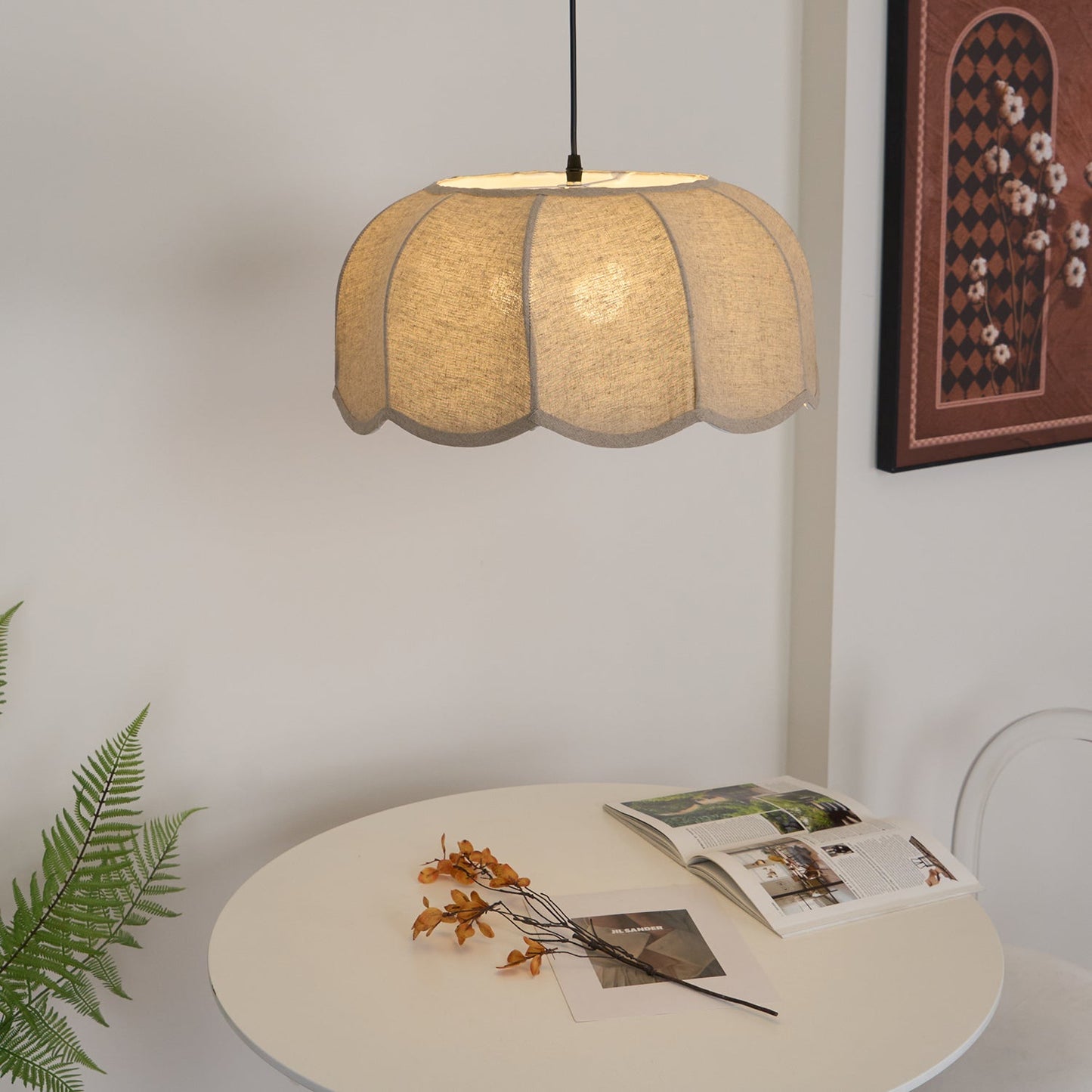 Sora | Pendant Light with Natural Fabric Design & Adjustable Height | Elegant Kitchen Pendant Lighting for Serene Spaces 8