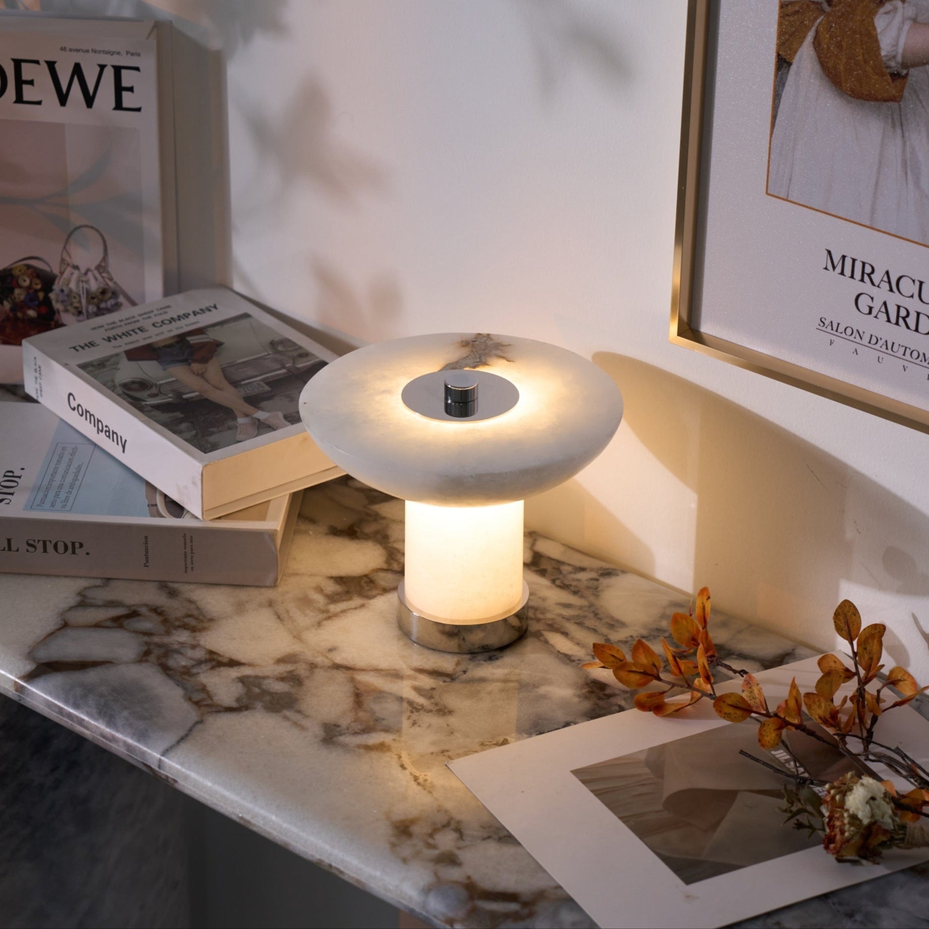 Stylish Alabaster Table Lamp with Integrated LED & Touch Control | Modern Bedside or Desk Lamp for Cozy Indoor Ambiance 2