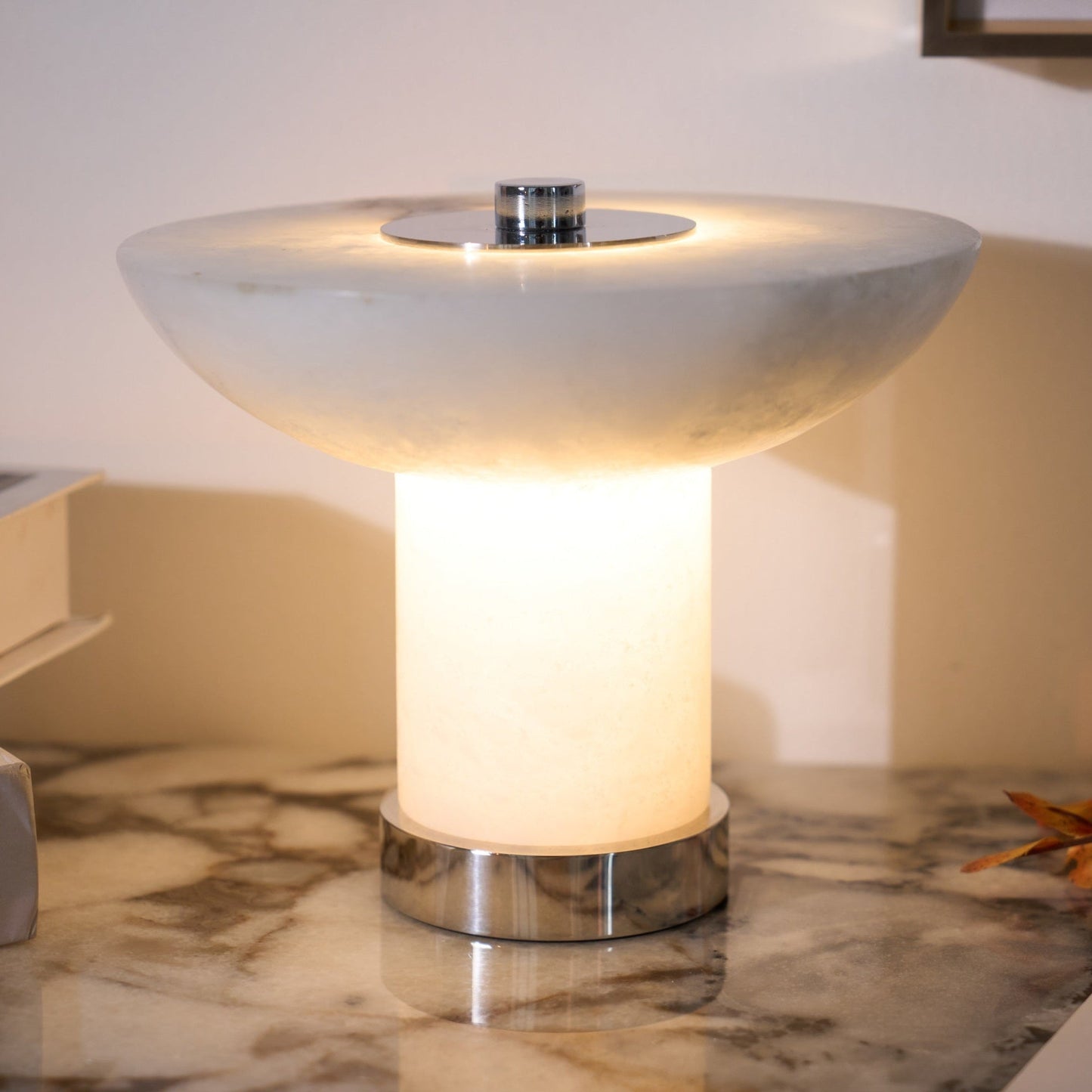 Stylish Alabaster Table Lamp with Integrated LED & Touch Control | Modern Bedside or Desk Lamp for Cozy Indoor Ambiance 3