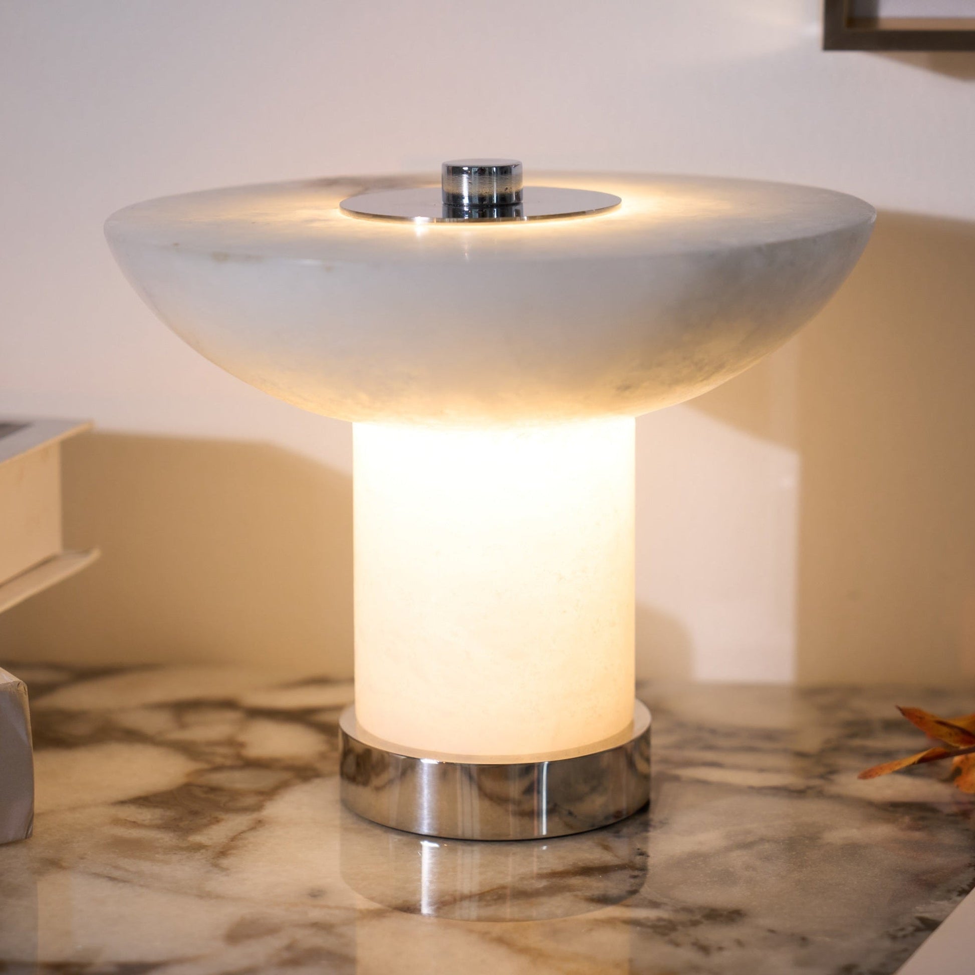 Stylish Alabaster Table Lamp with Integrated LED & Touch Control | Modern Bedside or Desk Lamp for Cozy Indoor Ambiance 3