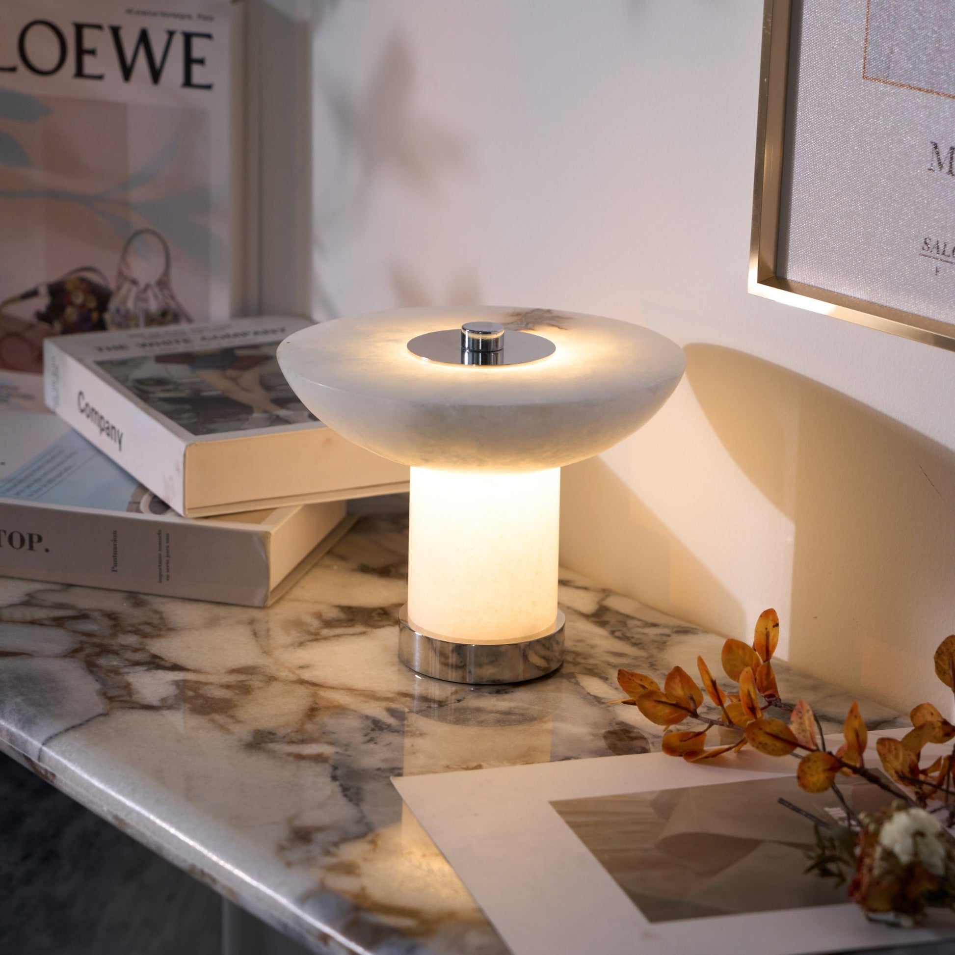 Stylish Alabaster Table Lamp with Integrated LED & Touch Control | Modern Bedside or Desk Lamp for Cozy Indoor Ambiance 4