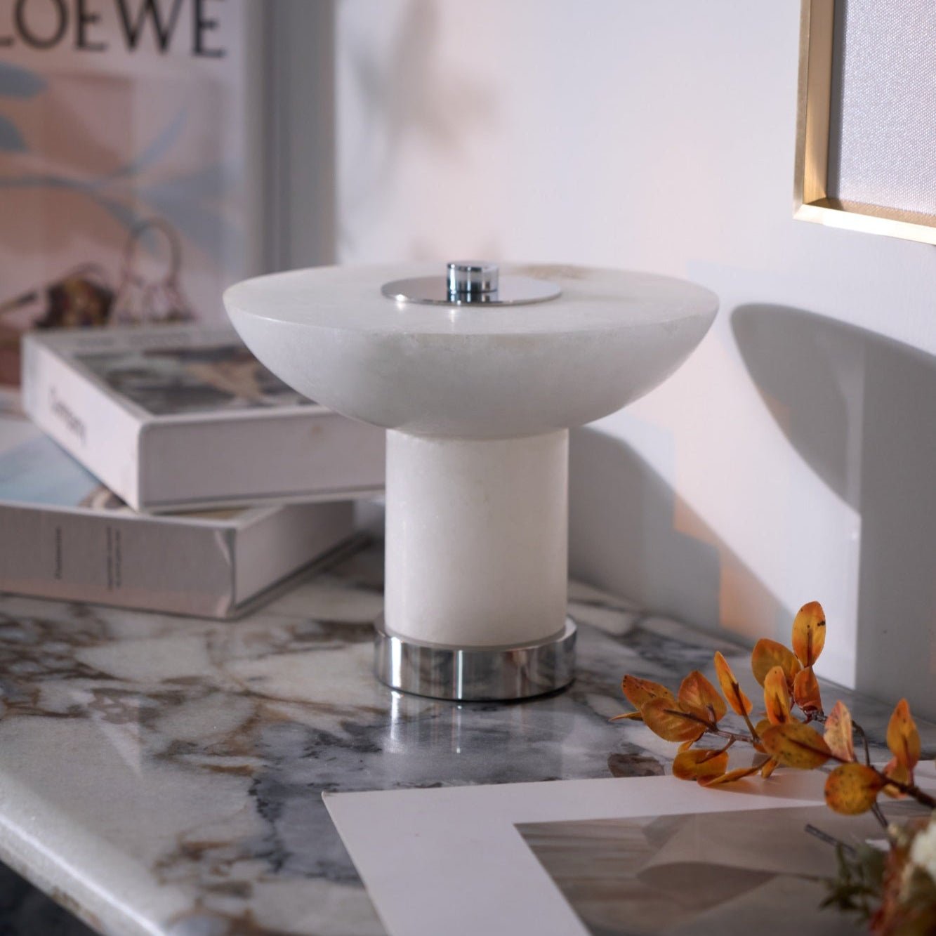 Stylish Alabaster Table Lamp with Integrated LED & Touch Control | Modern Bedside or Desk Lamp for Cozy Indoor Ambiance 5