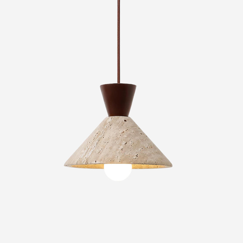 Stylish Pendant Lamp | Adjustable Height Hanging Light with Travertine & Wood | Modern Pendant Lighting for Elegant Spaces 1