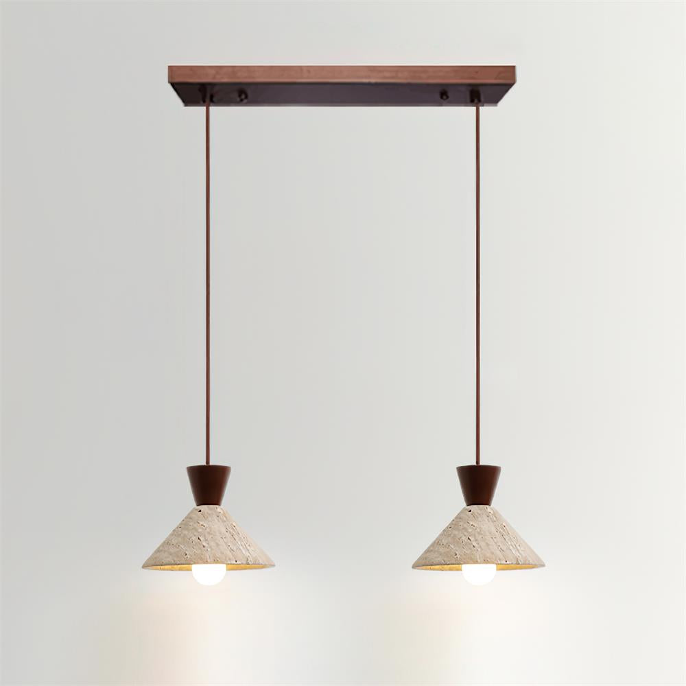 Stylish Pendant Lamp | Adjustable Height Hanging Light with Travertine & Wood | Modern Pendant Lighting for Elegant Spaces 10