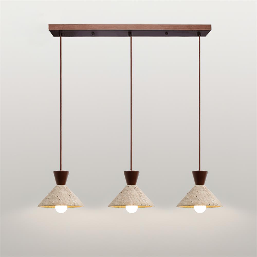 Stylish Pendant Lamp | Adjustable Height Hanging Light with Travertine & Wood | Modern Pendant Lighting for Elegant Spaces 11