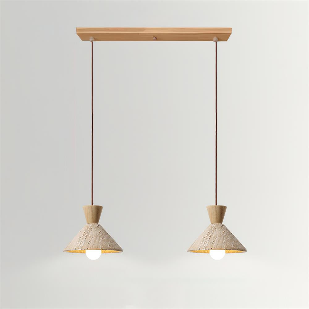 Stylish Pendant Lamp | Adjustable Height Hanging Light with Travertine & Wood | Modern Pendant Lighting for Elegant Spaces 12
