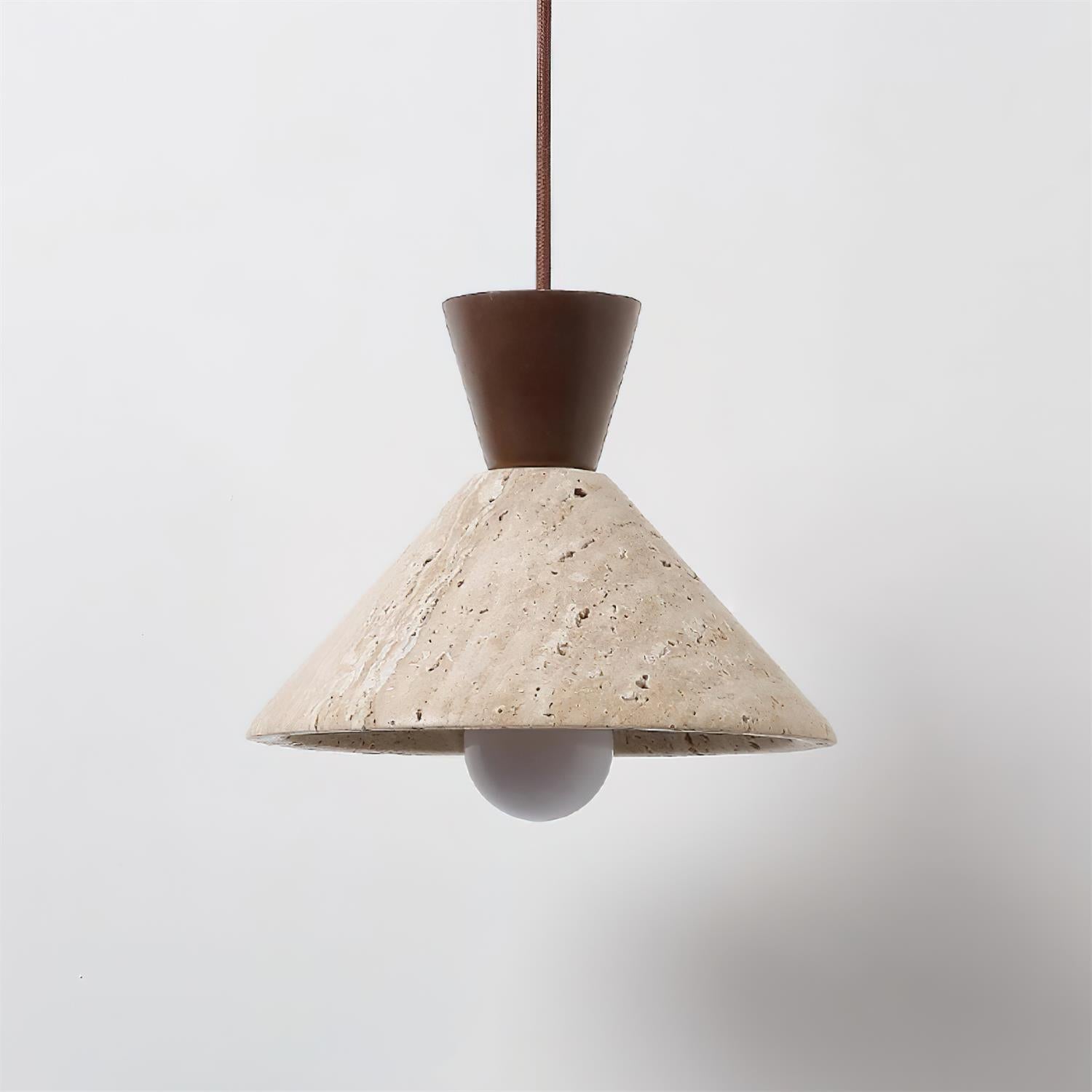 Stylish Pendant Lamp | Adjustable Height Hanging Light with Travertine & Wood | Modern Pendant Lighting for Elegant Spaces 5