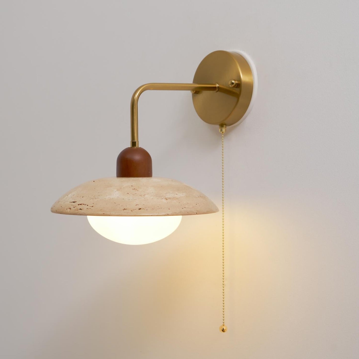 Stylish Wall Sconce | Travertine Wall Lamp with Metal Body & Wood Accents | Elegant Lighting for Indoor and Outdoor Use 3