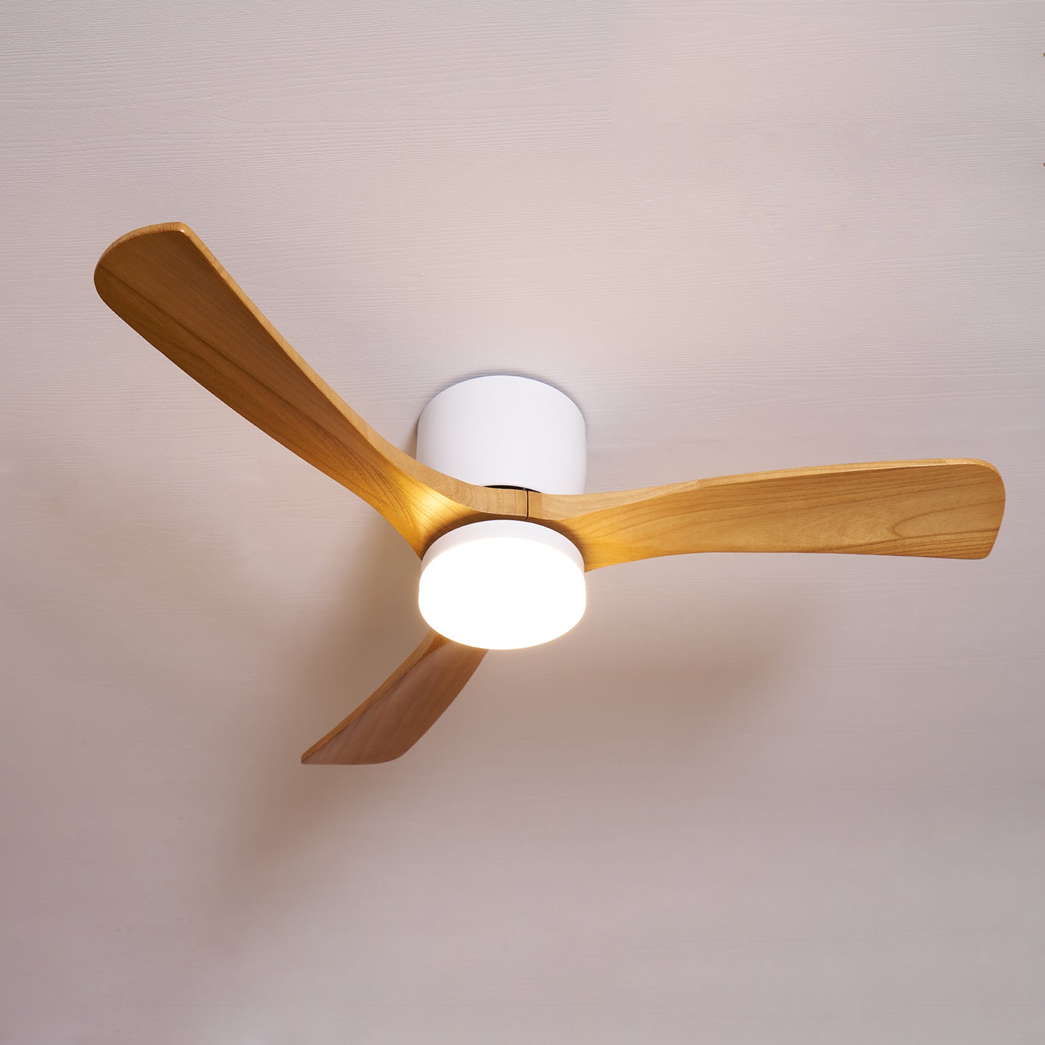 Sycamore Breeze Low Profile Ceiling Fan with Light, Dia106/122cm | Wood & Metal | Reversible, Remote, 6-Speed