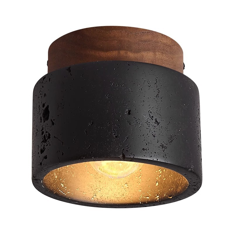 TerraGlow | Elegant Stone Black Ceiling Light Fixture for Modern Spaces 0