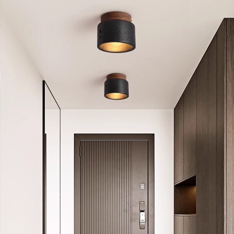TerraGlow | Elegant Stone Black Ceiling Light Fixture for Modern Spaces 1