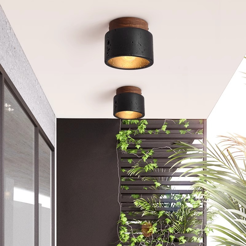TerraGlow | Elegant Stone Black Ceiling Light Fixture for Modern Spaces 3