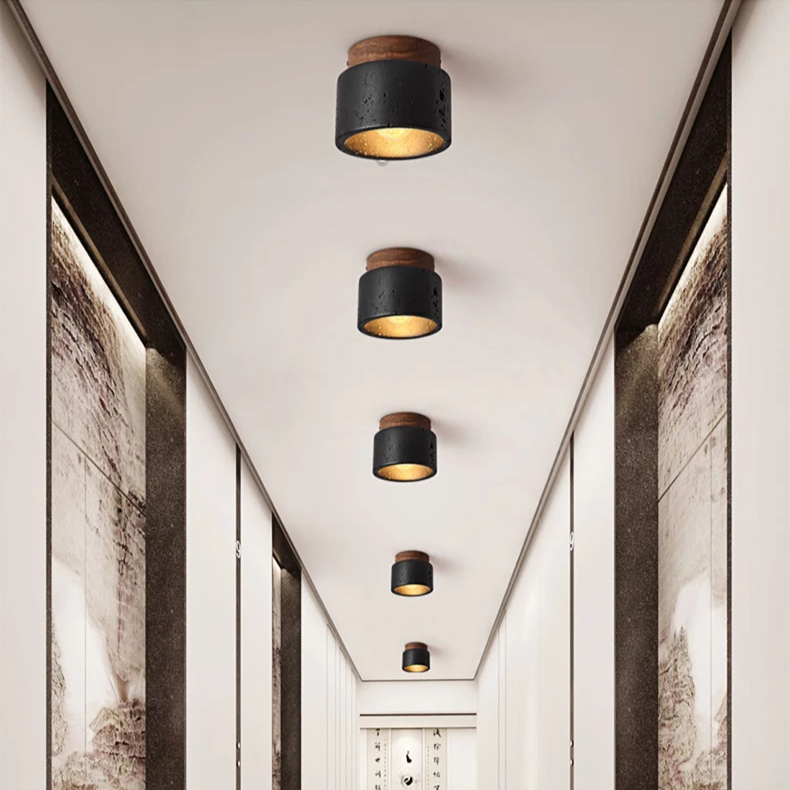 TerraGlow | Elegant Stone Black Ceiling Light Fixture for Modern Spaces 4