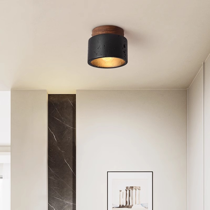 TerraGlow | Elegant Stone Black Ceiling Light Fixture for Modern Spaces 5