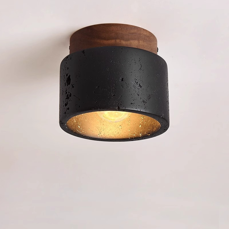 TerraGlow | Elegant Stone Black Ceiling Light Fixture for Modern Spaces 6