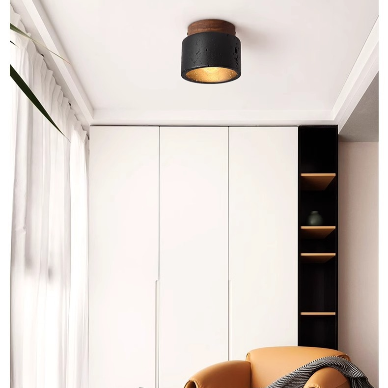TerraGlow | Elegant Stone Black Ceiling Light Fixture for Modern Spaces 7