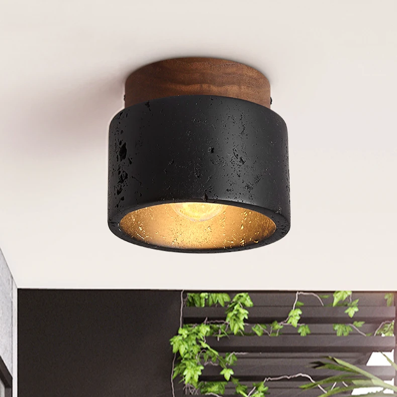 TerraGlow | Elegant Stone Black Ceiling Light Fixture for Modern Spaces 8