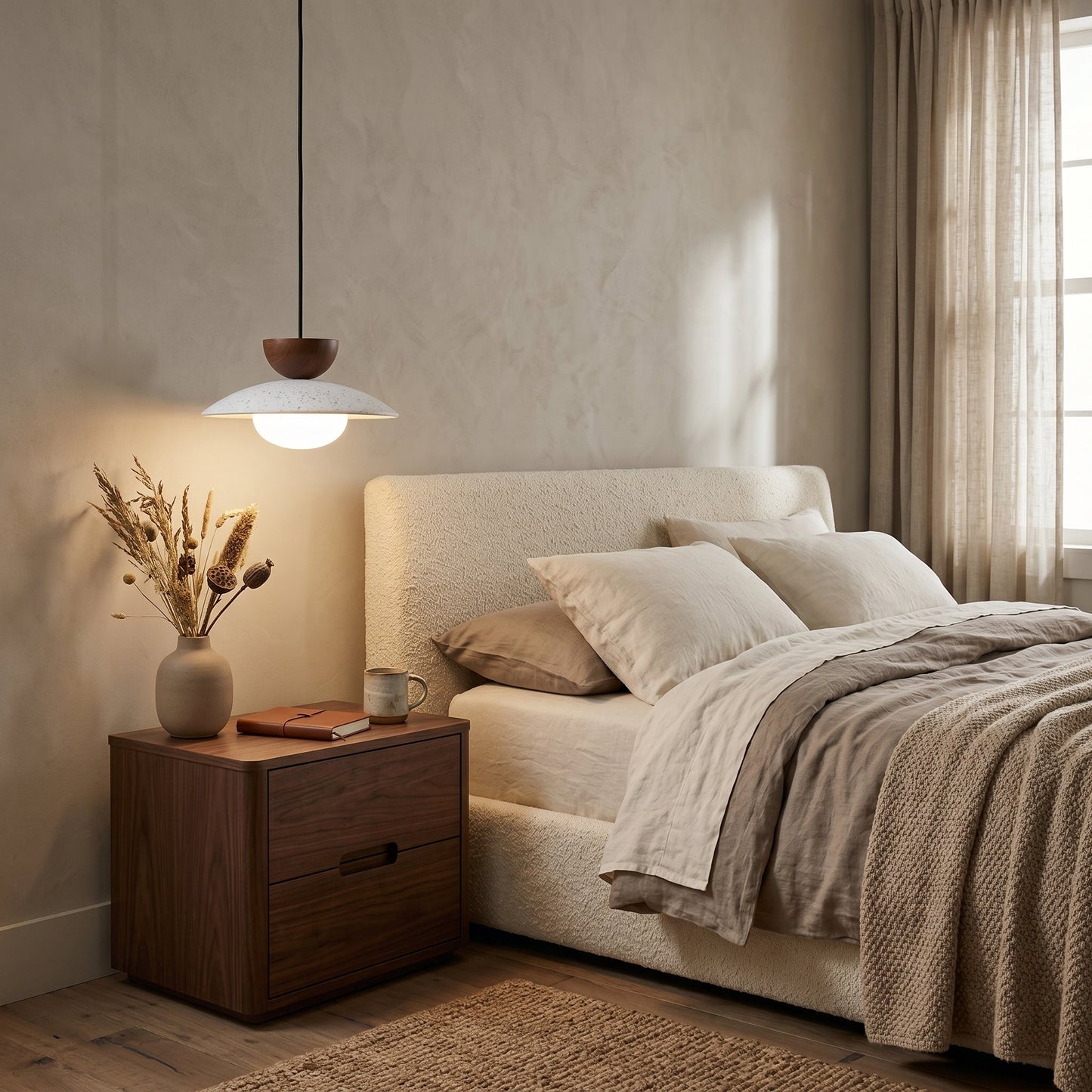 Tia | Natural Travertine Pendant Light with Adjustable Height | Unique Design for Warm Ambient Lighting 2