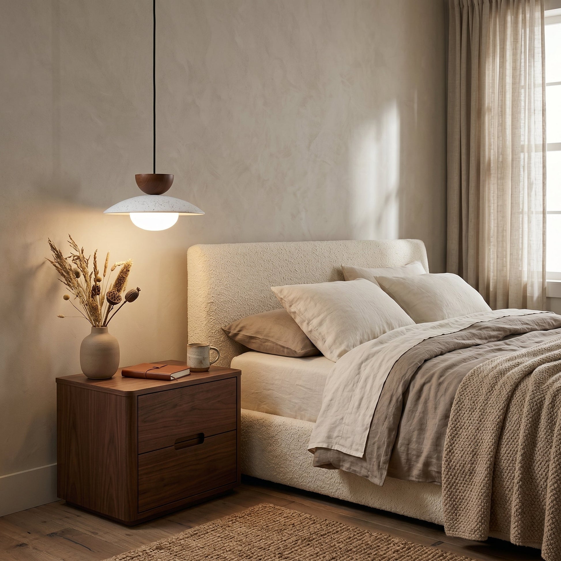 Tia | Natural Travertine Pendant Light with Adjustable Height | Unique Design for Warm Ambient Lighting 2