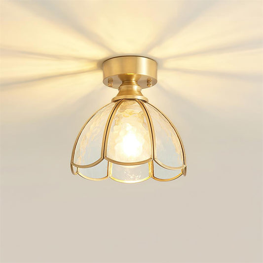 Tiffany Style Ceiling Light Fixture with Brass Canopy | Elegant Illumination for Any Space 0
