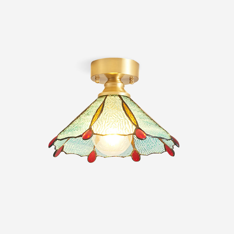Tiffany Style Ceiling Light Fixture with Brass Canopy | Elegant Illumination for Any Space 1
