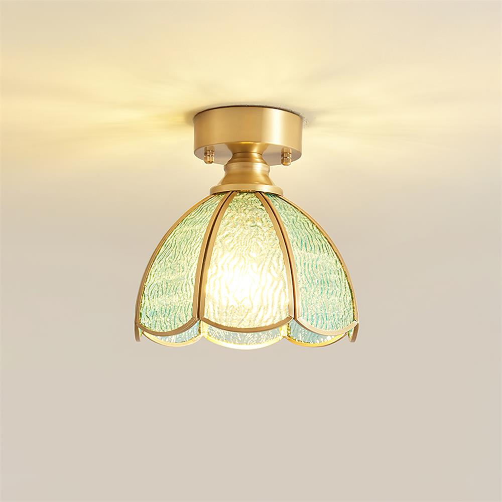 Tiffany Style Ceiling Light Fixture with Brass Canopy | Elegant Illumination for Any Space 10