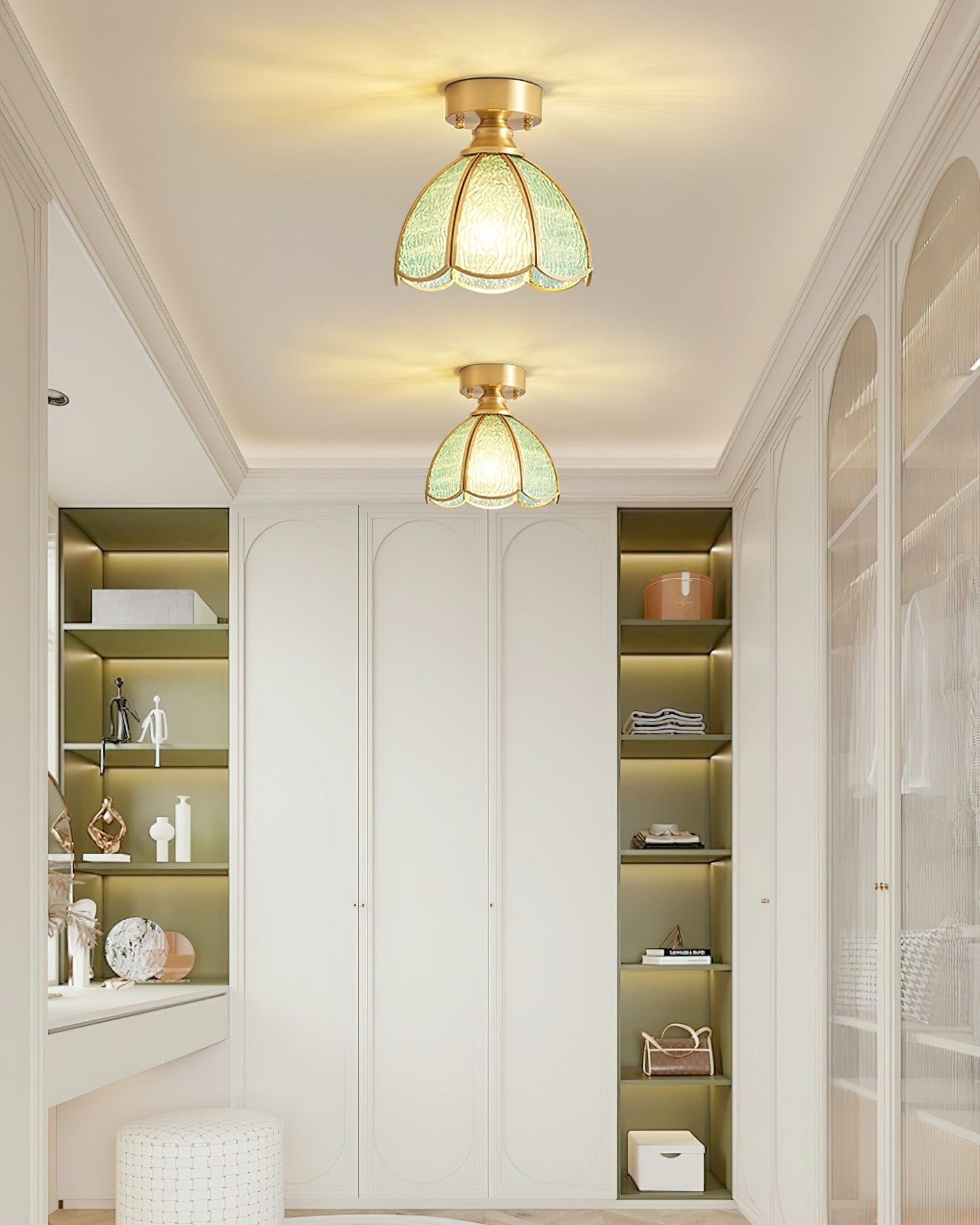 Tiffany Style Ceiling Light Fixture with Brass Canopy | Elegant Illumination for Any Space 6
