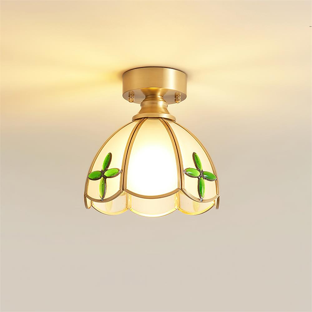 Tiffany Style Ceiling Light Fixture with Brass Canopy | Elegant Illumination for Any Space 9