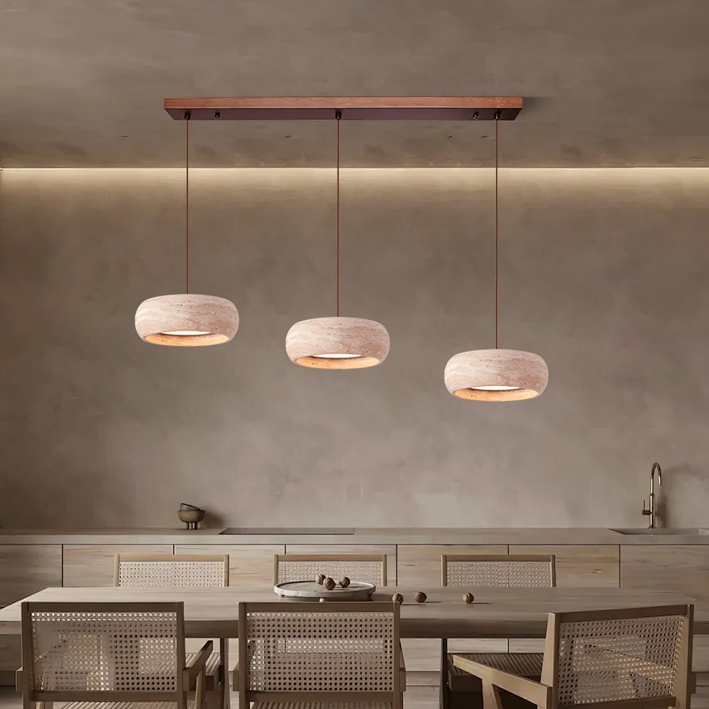 Tova | Pendant Light with Natural Travertine Design & Adjustable Height | Warm Ambient Glow for Dining and Entryways 6