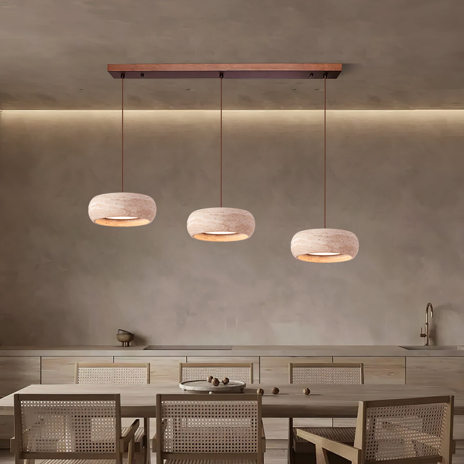 Tova | Pendant Light with Natural Travertine Design & Adjustable Height | Warm Ambient Glow for Dining and Entryways 6