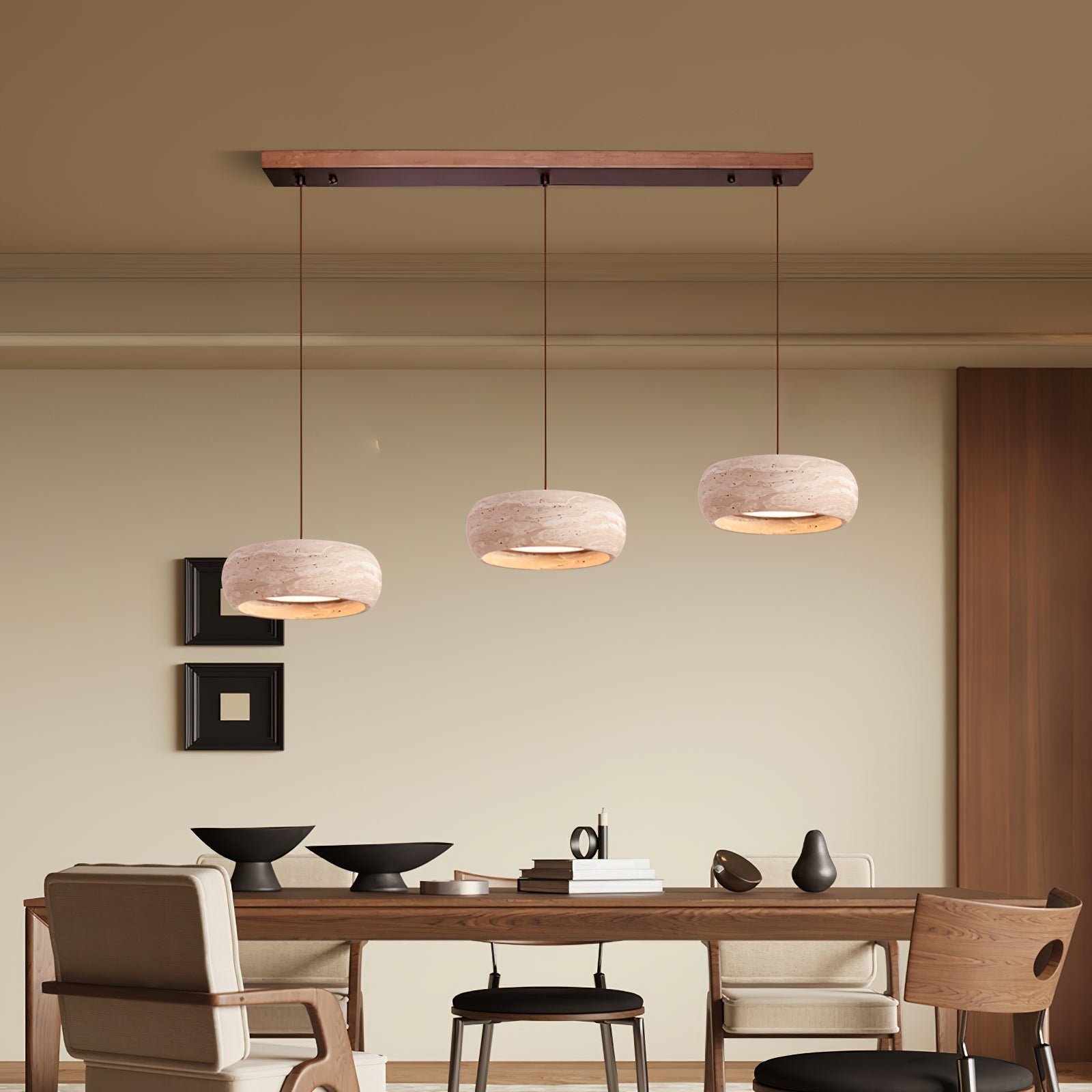 Tova | Pendant Light with Natural Travertine Design & Adjustable Height | Warm Ambient Glow for Dining and Entryways 8