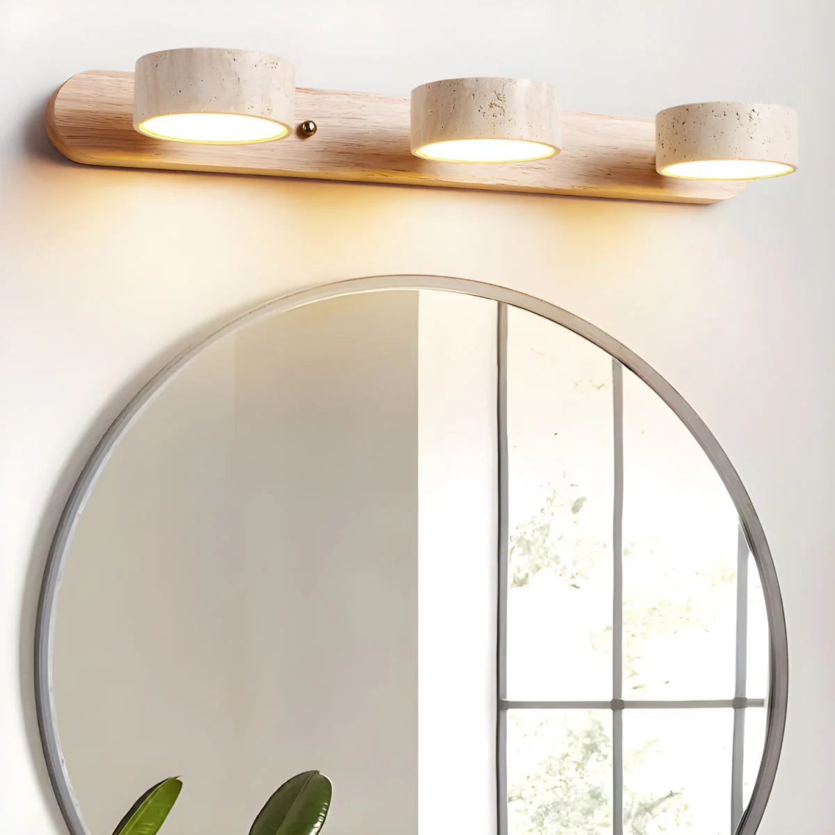 Zaid Modern Minimalism LED Travertine Wood Wall Light Bathroom Bedroom