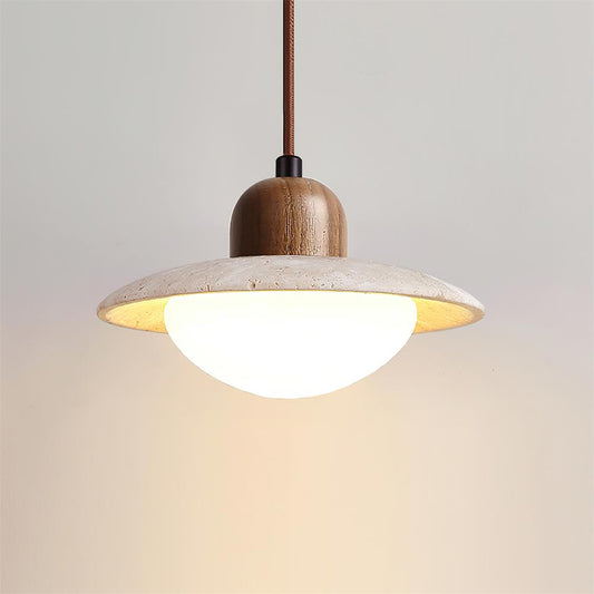 Travertine Pendant Light with Integrated LED Design | Adjustable Height Kitchen Pendant Lighting for Modern Interiors 0