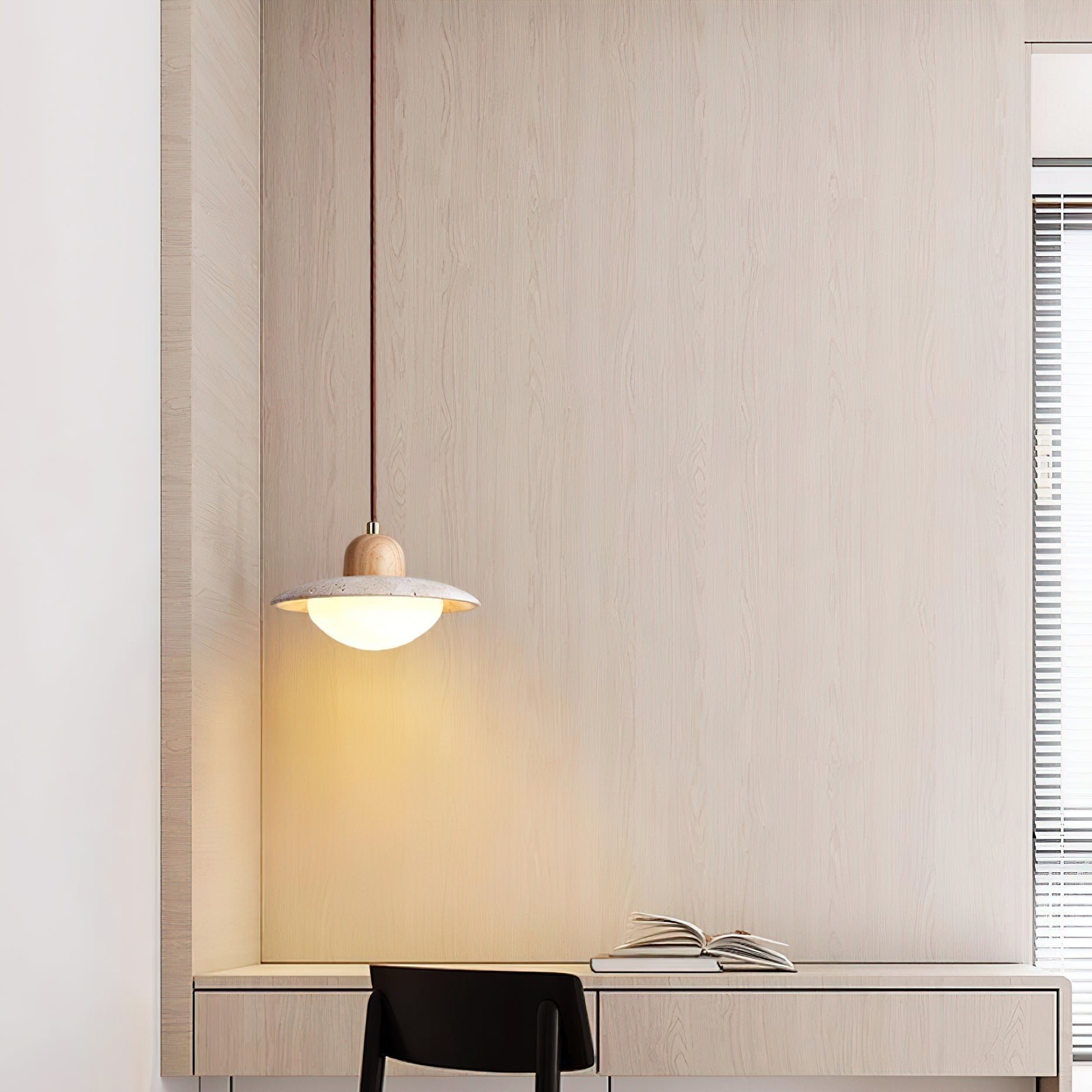 Travertine Pendant Light with Integrated LED Design | Adjustable Height Kitchen Pendant Lighting for Modern Interiors 2