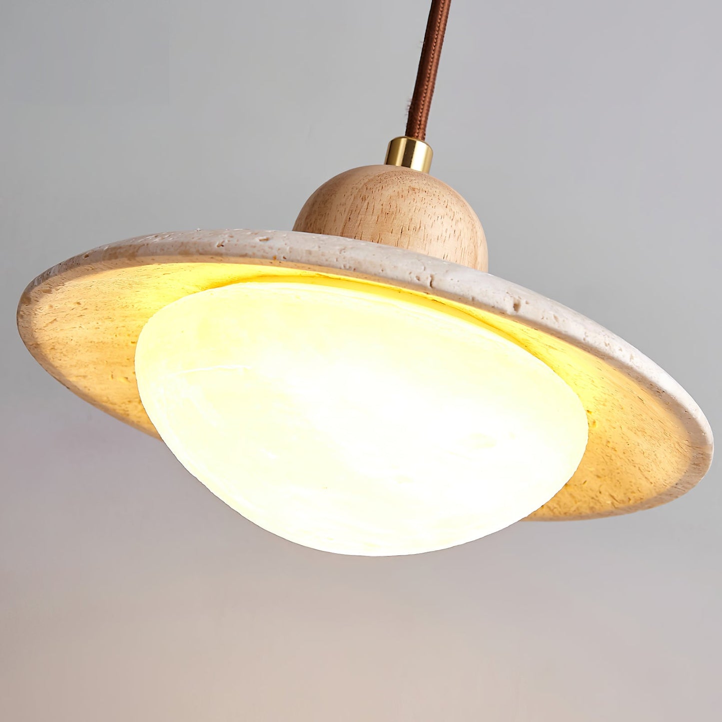 Travertine Pendant Light with Integrated LED Design | Adjustable Height Kitchen Pendant Lighting for Modern Interiors 6